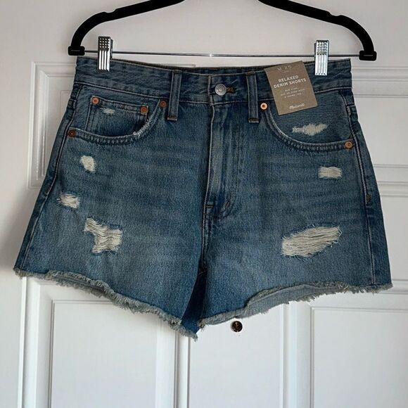 Madewell size 25 new Relaxed Denim Shorts in Renfield Wash Destructed Edition - Picture 4 of 9